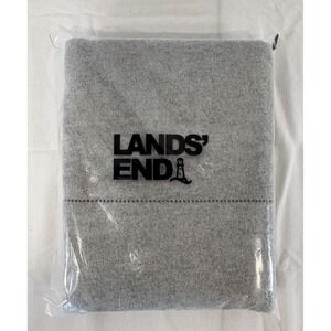 Lands End Flannel Euro Sham 26x26 Pillowcases Heathered Gray - NEW